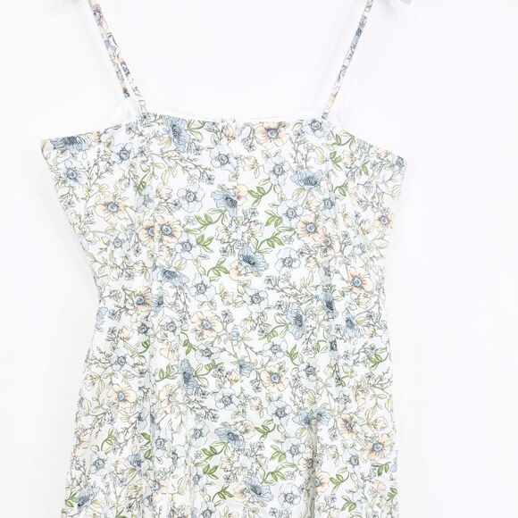 J. Crew White Pastel Floral Button Up Strappy Long Cotton Summer Dress - Picture 13 of 16